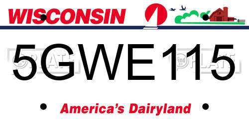 5GWE115 Wisconsin License Plate