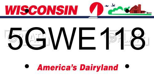 5GWE118 Wisconsin License Plate
