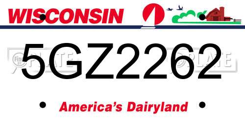 5GZ2262 Wisconsin License Plate