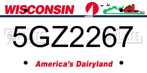 5GZ2267 Wisconsin License Plate
