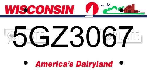 5GZ3067 Wisconsin License Plate