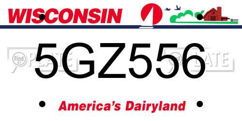 5GZ556 Wisconsin License Plate