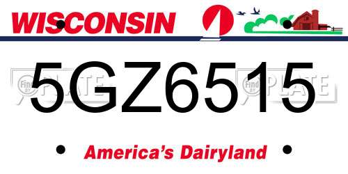 5GZ6515 Wisconsin License Plate