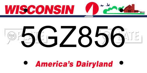 5GZ856 Wisconsin License Plate
