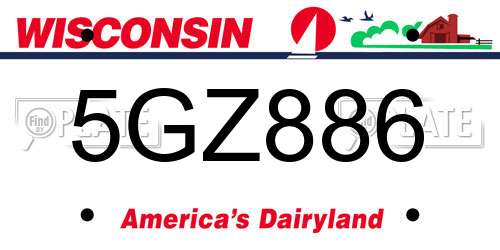 5GZ886 Wisconsin License Plate