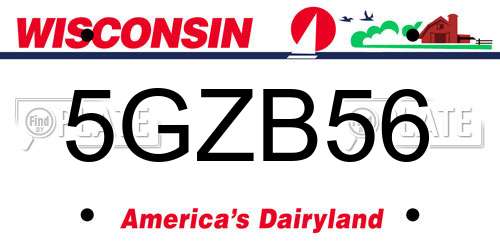 5GZB56 Wisconsin License Plate