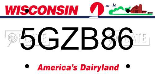 5GZB86 Wisconsin License Plate