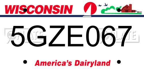 5GZE067 Wisconsin License Plate