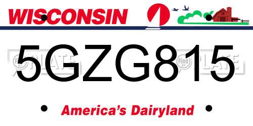 5GZG815 Wisconsin License Plate