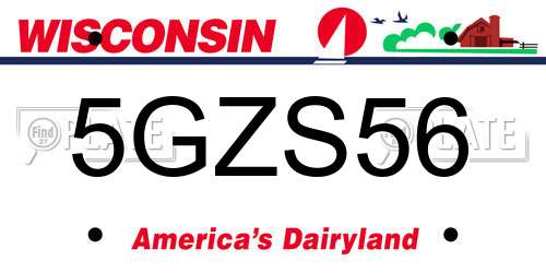 5GZS56 Wisconsin License Plate