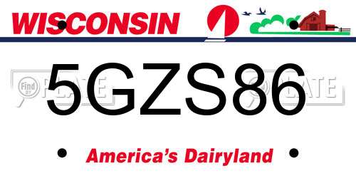5GZS86 Wisconsin License Plate