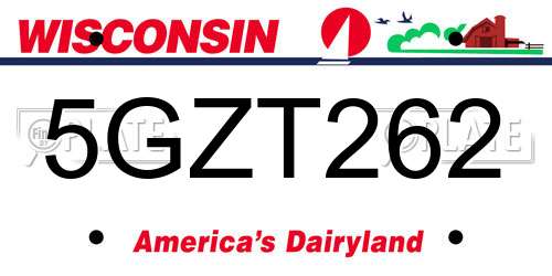 5GZT262 Wisconsin License Plate