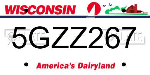 5GZZ267 Wisconsin License Plate