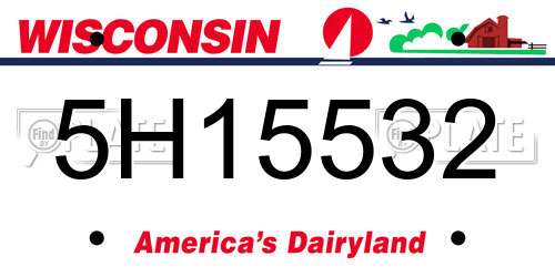 5H15532 Wisconsin License Plate