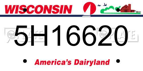 5H16620 Wisconsin License Plate