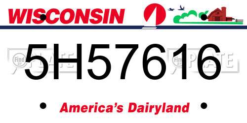 5H57616 Wisconsin License Plate