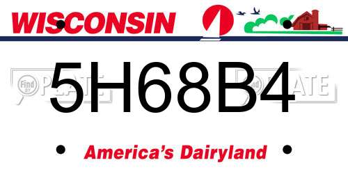 5H68B4 Wisconsin License Plate