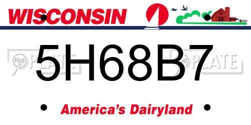 5H68B7 Wisconsin License Plate