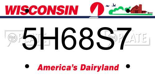 5H68S7 Wisconsin License Plate