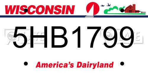 5HB1799 Wisconsin License Plate
