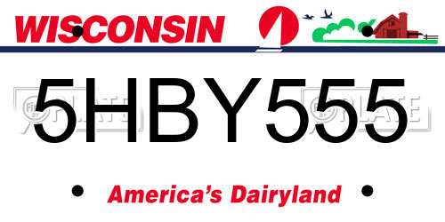 5HBY555 Wisconsin License Plate