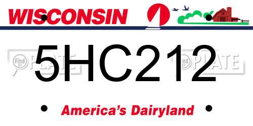 5HC212 Wisconsin License Plate