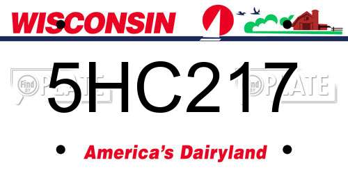 5HC217 Wisconsin License Plate