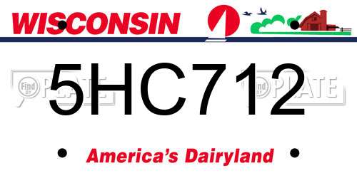 5HC712 Wisconsin License Plate