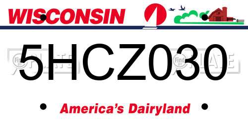 5HCZ030 Wisconsin License Plate