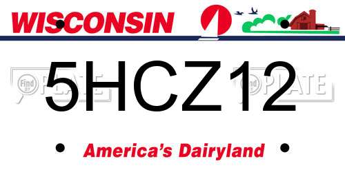 5HCZ12 Wisconsin License Plate