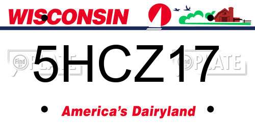 5HCZ17 Wisconsin License Plate