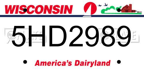 5HD2989 Wisconsin License Plate