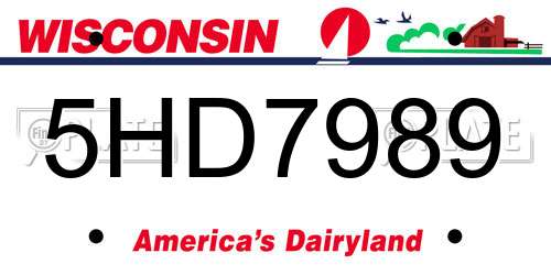 5HD7989 Wisconsin License Plate