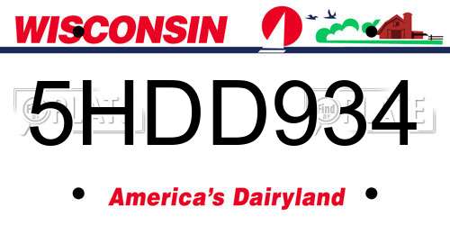 5HDD934 Wisconsin License Plate