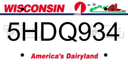5HDQ934 Wisconsin License Plate