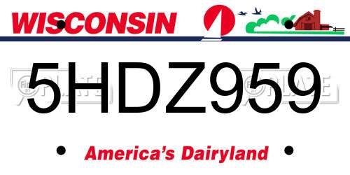 5HDZ959 Wisconsin License Plate
