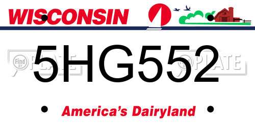 5HG552 Wisconsin License Plate