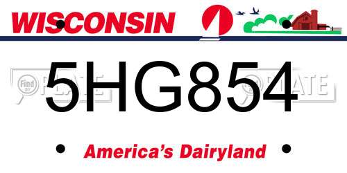 5HG854 Wisconsin License Plate