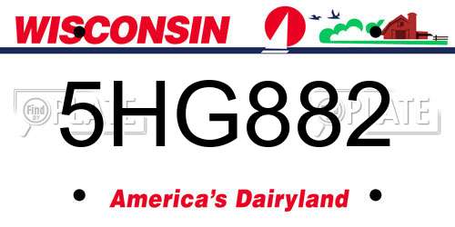 5HG882 Wisconsin License Plate