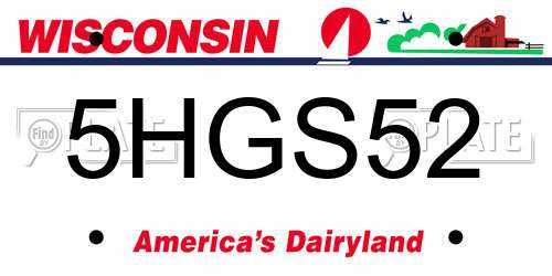5HGS52 Wisconsin License Plate