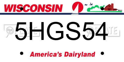 5HGS54 Wisconsin License Plate