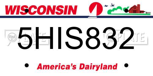 5HIS832 Wisconsin License Plate