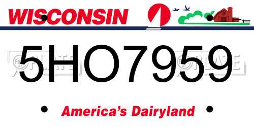 5HO7959 Wisconsin License Plate