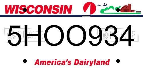 5HOO934 Wisconsin License Plate