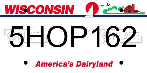 5HOP162 Wisconsin License Plate
