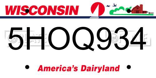 5HOQ934 Wisconsin License Plate