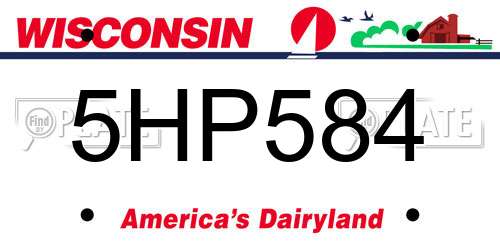 5HP584 Wisconsin License Plate