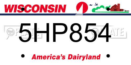 5HP854 Wisconsin License Plate