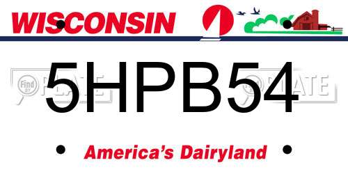 5HPB54 Wisconsin License Plate