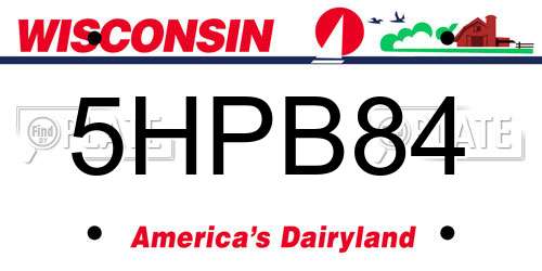 5HPB84 Wisconsin License Plate